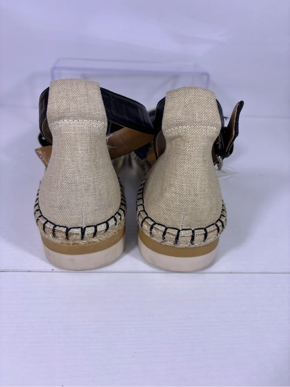 a.n.a Clara Espadrille Sandals Women’s 10 Black Natural Woven Ankle Stra